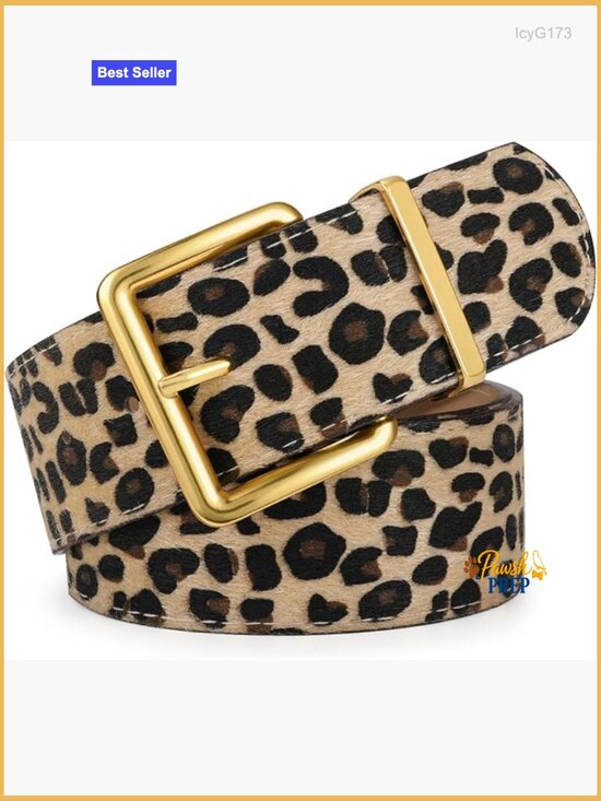 Wide Chunky Suede Belt with Gold Buckle for Dresses main image 6